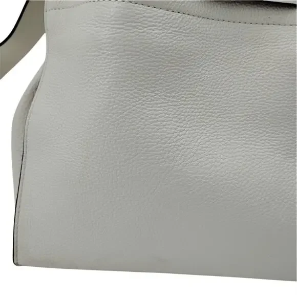 Coccinelle Clotilde Pebbled Leather Shoulder Crossbody Bag White Green Shoulder Bags